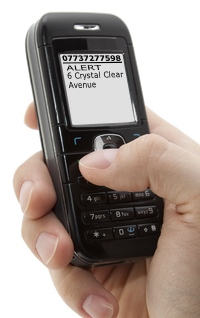 image of text alert request being sent on a mobile phone